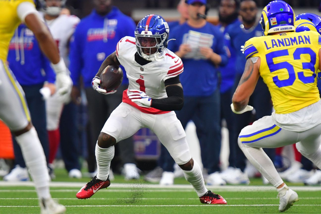 Malik Nabers hurt a shoulder Monday night but expects to be available Sunday against the Titans. — Article image accompanying Fantasy football buzz: Giants' Nabers trending toward playing Sunday on WagerUp Sports News.