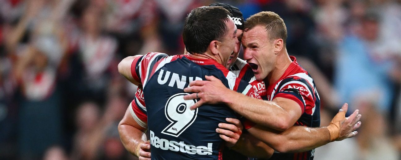 The Sydney Roosters have ended the Dolphins' fairytale run with a 36-20 preliminary final win to book their spot in the NRL Grand Final. — Article image accompanying Roosters first into decider after Dolphins demolition on WagerUp Sports News. The Sydney Roosters have ended the Dolphins' fairytale run with a 36-20 preliminary final win to book their spot in the NRL Grand Final. — Article image accompanying Roosters first into decider after Dolphins demolition on WagerUp Sports News.