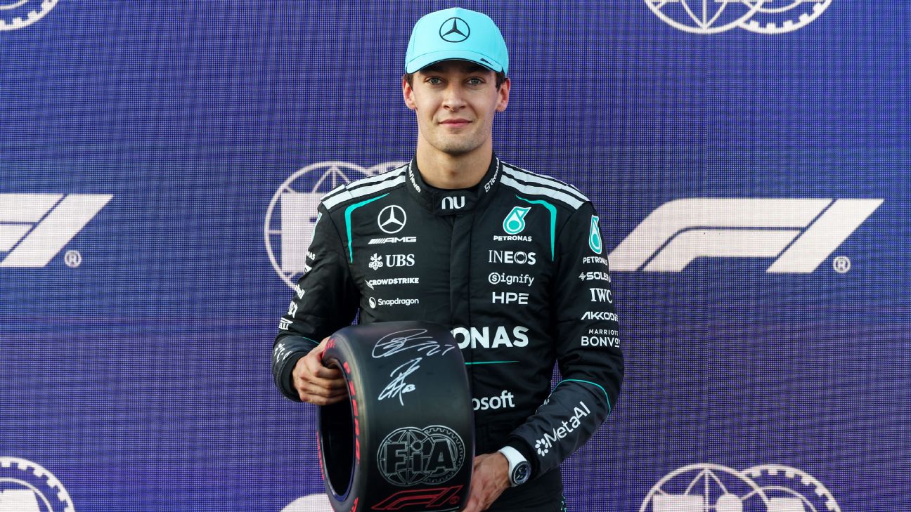 Article image accompanying Mercedes' George Russell takes thrilling pole for Azerbaijan Grand Prix on WagerUp Sports News. Article image accompanying Mercedes' George Russell takes thrilling pole for Azerbaijan Grand Prix on WagerUp Sports News.