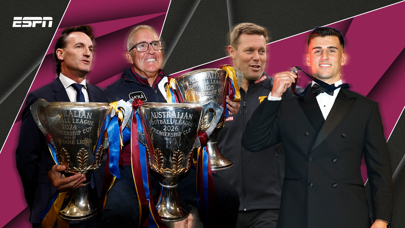Who wins the 2027 premiership? Does Nick go back-to-back? Will there be more rule changes? — Article image accompanying AFL 2027: ESPN's way-too-early predictions - Our picks for premier, Brownlow, risers, sliders, and more on WagerUp Sports News. Who wins the 2027 premiership? Does Nick go back-to-back? Will there be more rule changes? — Article image accompanying AFL 2027: ESPN's way-too-early predictions - Our picks for premier, Brownlow, risers, sliders, and more on WagerUp Sports News.