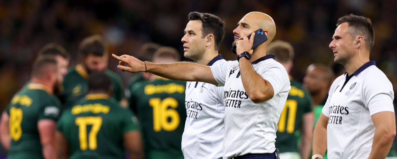 Andrea Piardi talks on the phone to the TMO during farcical scenes in the Wallabies' 42-38 win over the Springboks in Perth — Article image accompanying Phone farce: World Rugby has 369 days to fix shambolic TMO before World Cup on WagerUp Sports News. Andrea Piardi talks on the phone to the TMO during farcical scenes in the Wallabies' 42-38 win over the Springboks in Perth — Article image accompanying Phone farce: World Rugby has 369 days to fix shambolic TMO before World Cup on WagerUp Sports News.