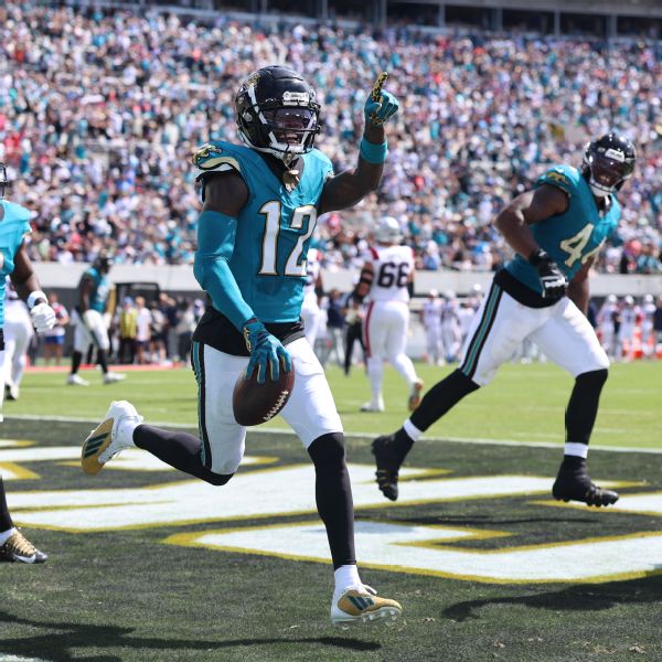 Travis Hunter celebrates his first NFL interception Sunday against the Patriots. — Article image accompanying Travis Hunter happy to help Jags with first NFL interception on WagerUp Sports News. Travis Hunter celebrates his first NFL interception Sunday against the Patriots. — Article image accompanying Travis Hunter happy to help Jags with first NFL interception on WagerUp Sports News.