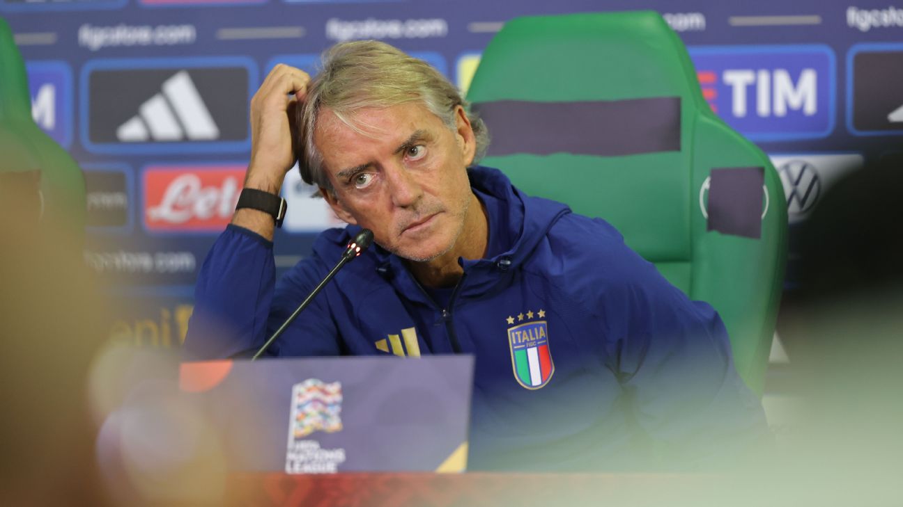 Italy coach Roberto Mancini speaks at a news conference in Türkiye on Sunday. — Article image accompanying 'Not my concern': Ex-Man City boss Mancini brushes off guilty reports on WagerUp Sports News.