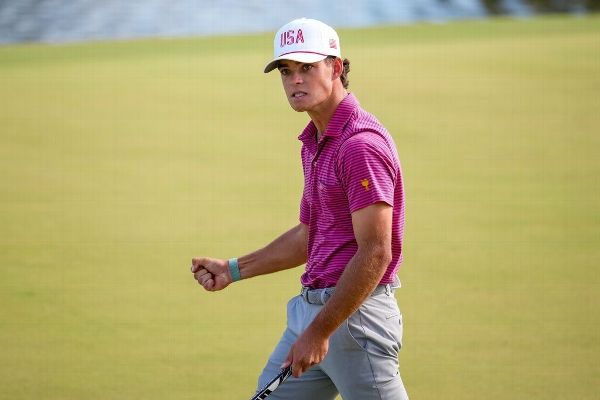 Jackson Koivun, the first golfer since 2013 to start a year without a tour card and play in the Presidents Cup, reacts to his birdie putt on the 12th hole in the final round Sunday. — Article image accompanying U.S. phenom Koivun caps Presidents Cup debut by keying rally on WagerUp Sports News. Jackson Koivun, the first golfer since 2013 to start a year without a tour card and play in the Presidents Cup, reacts to his birdie putt on the 12th hole in the final round Sunday. — Article image accompanying U.S. phenom Koivun caps Presidents Cup debut by keying rally on WagerUp Sports News.