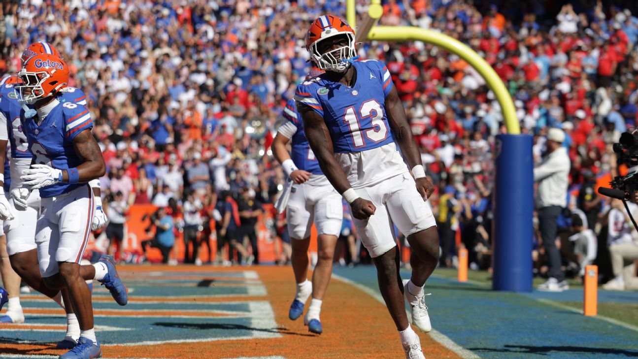 Star running back Jadan Baugh and the Gators carry a lot of momentum into Columbia. — Article image accompanying Top 25 betting lines: Ohio State, Florida, Alabama all road favorites this week against ranked foes on WagerUp Sports News. Star running back Jadan Baugh and the Gators carry a lot of momentum into Columbia. — Article image accompanying Top 25 betting lines: Ohio State, Florida, Alabama all road favorites this week against ranked foes on WagerUp Sports News.