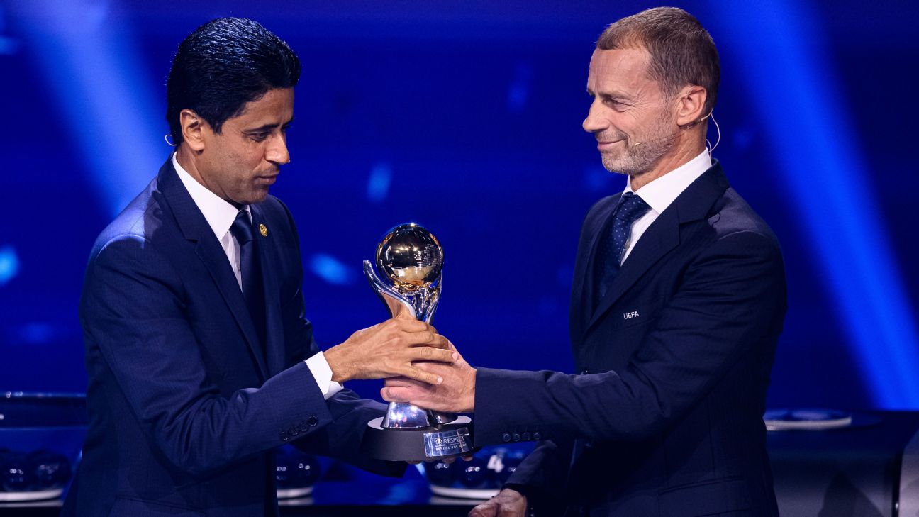 Nasser Al-Khelaifi has backed Aleksander Ceferin for another term as UEFA president. — Article image accompanying PSG chief Al-Khelaifi has 'zero interest' in FIFA presidency on WagerUp Sports News. Nasser Al-Khelaifi has backed Aleksander Ceferin for another term as UEFA president. — Article image accompanying PSG chief Al-Khelaifi has 'zero interest' in FIFA presidency on WagerUp Sports News.