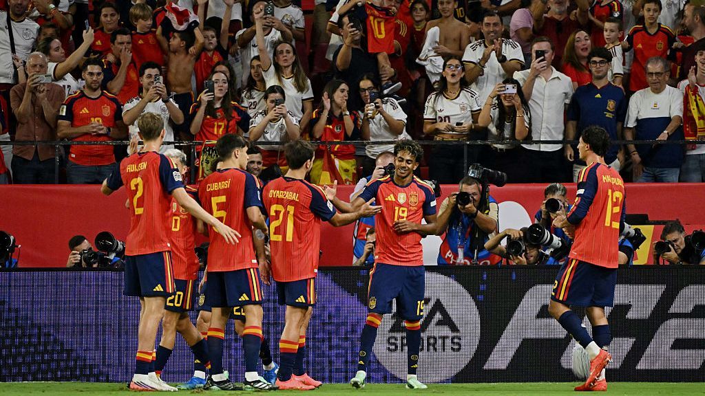 Spain players celebrate with Lamine Yamal, right, after scoring a goal against Croatia in the Nations League. — Article image accompanying De la Fuente says Yamal puts 'his magic' at service of Spain on WagerUp Sports News. Spain players celebrate with Lamine Yamal, right, after scoring a goal against Croatia in the Nations League. — Article image accompanying De la Fuente says Yamal puts 'his magic' at service of Spain on WagerUp Sports News.