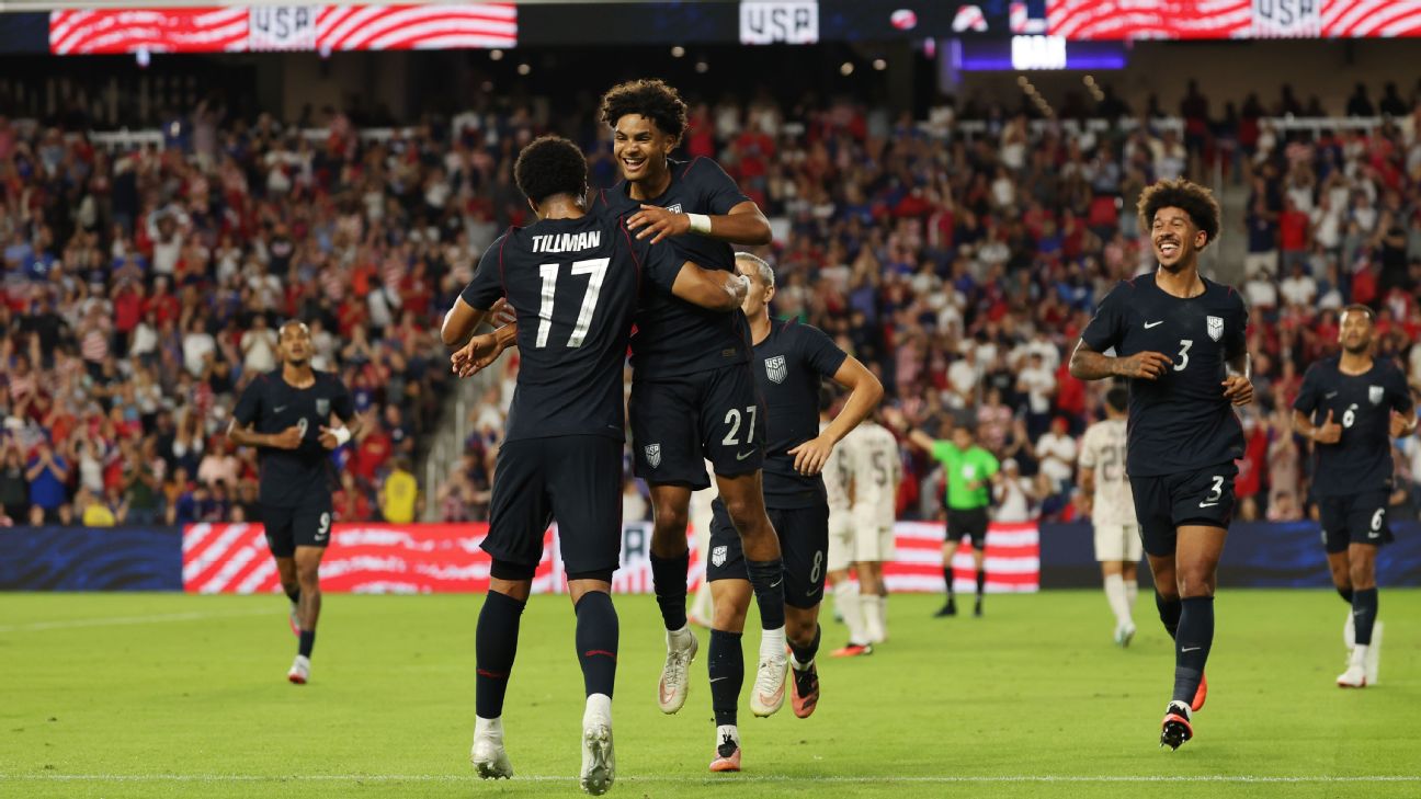 Mathis Albert celebrates after scoring a goal for the United States against Chile. — Article image accompanying Albert, 17, breaks Pulisic mark as youngest USMNT scorer on WagerUp Sports News. Mathis Albert celebrates after scoring a goal for the United States against Chile. — Article image accompanying Albert, 17, breaks Pulisic mark as youngest USMNT scorer on WagerUp Sports News.