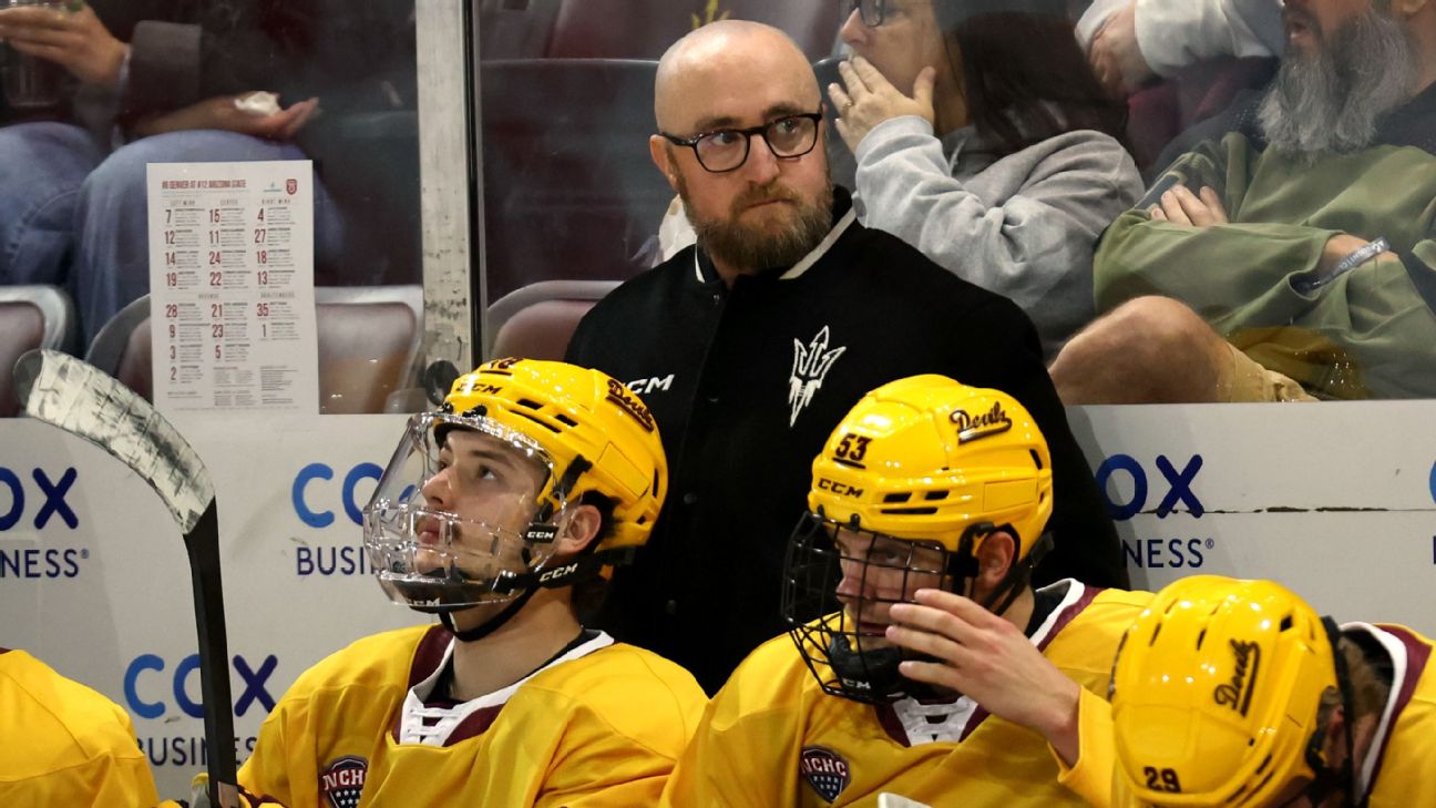 Article image accompanying ASU hockey coach placed on leave amid player collapse inquiry on WagerUp Sports News. Article image accompanying ASU hockey coach placed on leave amid player collapse inquiry on WagerUp Sports News.