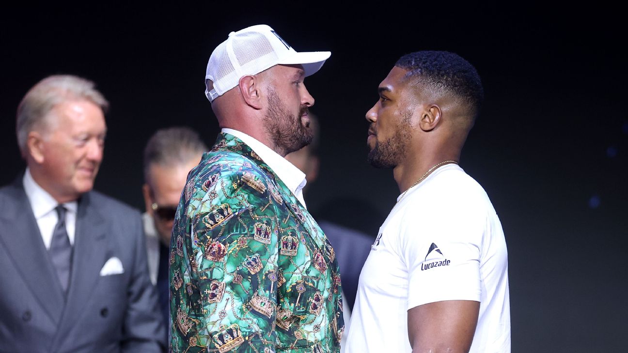 Article image accompanying Tyson Fury vs. Anthony Joshua face off in first press conference ahead of British mega fight -- as it happened on WagerUp Sports News. Article image accompanying Tyson Fury vs. Anthony Joshua face off in first press conference ahead of British mega fight -- as it happened on WagerUp Sports News.