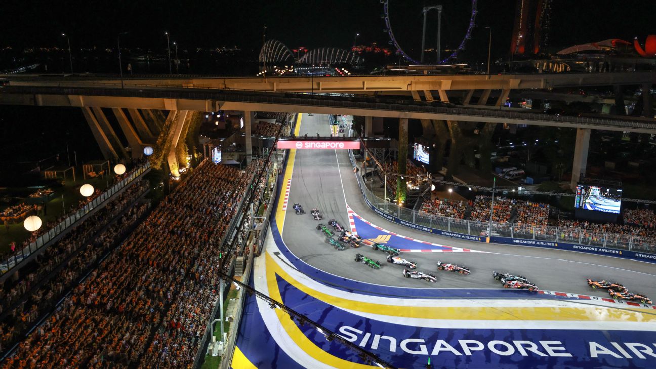 The Singapore Grand Prix was F1's first night race. — Article image accompanying Singapore Grand Prix 2026: Race start time, how to watch, full schedule, predictions on WagerUp Sports News. The Singapore Grand Prix was F1's first night race. — Article image accompanying Singapore Grand Prix 2026: Race start time, how to watch, full schedule, predictions on WagerUp Sports News.
