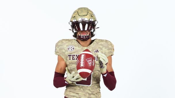 The Aggies’ “Honor and Support” threads contrast the school’s traditional maroon color on the numbers and lettering against a tan and green-shaded desert camouflage background. — Article image accompanying Houston, Texas A&M and Air Force top best uniforms of CFB Week 5 on WagerUp Sports News. The Aggies’ “Honor and Support” threads contrast the school’s traditional maroon color on the numbers and lettering against a tan and green-shaded desert camouflage background. — Article image accompanying Houston, Texas A&M and Air Force top best uniforms of CFB Week 5 on WagerUp Sports News.
