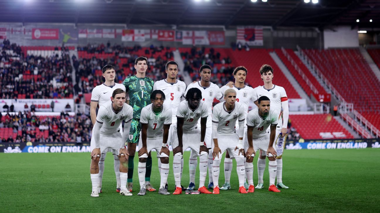 The England U21 team pose for a team photo. — Article image accompanying England U21s qualify for Euro 2027 after draw with Slovakia on WagerUp Sports News. The England U21 team pose for a team photo. — Article image accompanying England U21s qualify for Euro 2027 after draw with Slovakia on WagerUp Sports News.