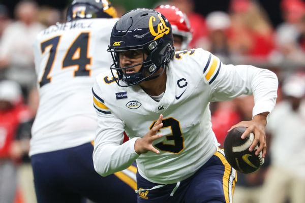 Article image accompanying Cal QB Sagapolutele pulled from loss to UNLV after hit to head on WagerUp Sports News.