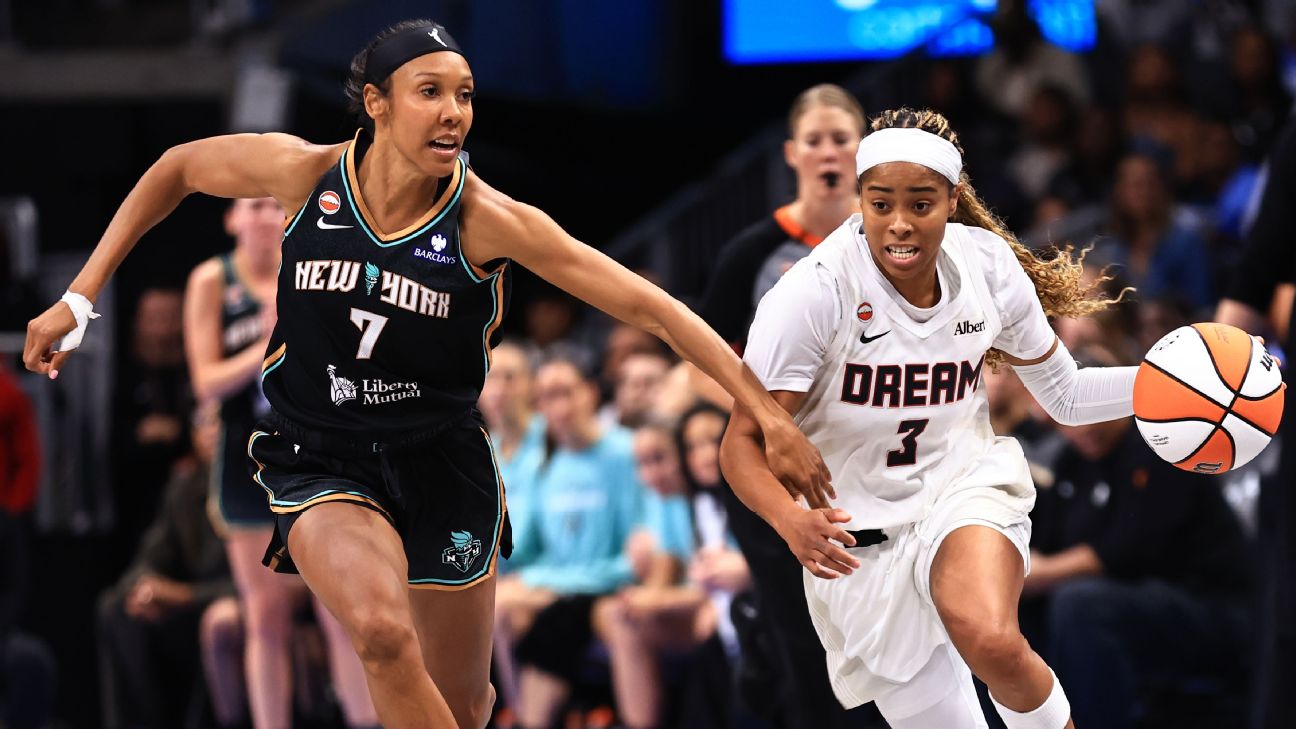 Jordin Canada is tied with Rhyne Howard as the Dream's leading scorer in the playoffs, and her 19.2 points per game in the postseason is well above her regular-season average (11.6 PPG).