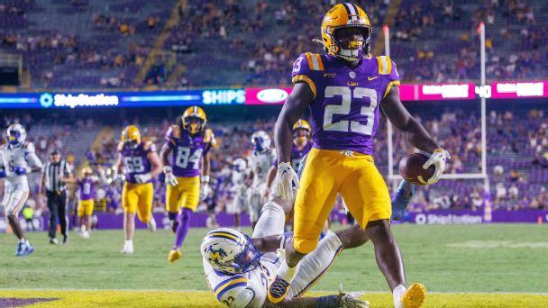 LSU running back Stacy Gage rushed for 110 yards and two touchdowns in a dominant win over McNeese. — Article image accompanying 2026-27 Week 5 College Football Playoff, bowl projections on WagerUp Sports News.