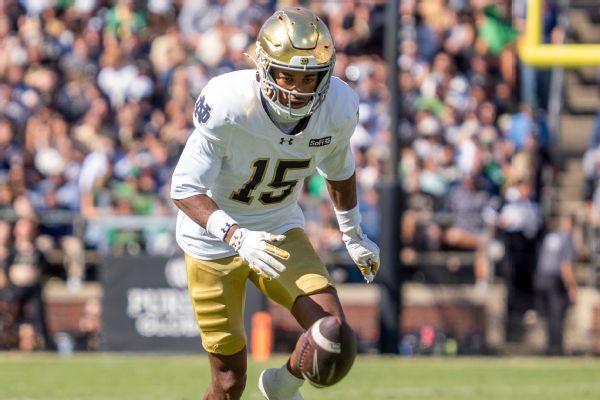 Article image accompanying Notre Dame defenders Leonard Moore, Jason Onye set to face BYU on WagerUp Sports News.