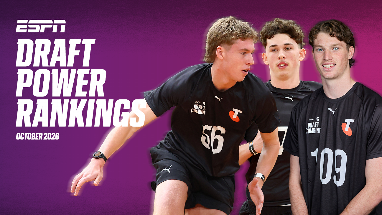 Whose stocks have risen after the 2026 AFL Draft Combine? Jasper Chellappah's October Power rankings are here. — Article image accompanying October Draft Power Rankings: Extended top 40 in the post-Combine rankings on WagerUp Sports News. Whose stocks have risen after the 2026 AFL Draft Combine? Jasper Chellappah's October Power rankings are here. — Article image accompanying October Draft Power Rankings: Extended top 40 in the post-Combine rankings on WagerUp Sports News.