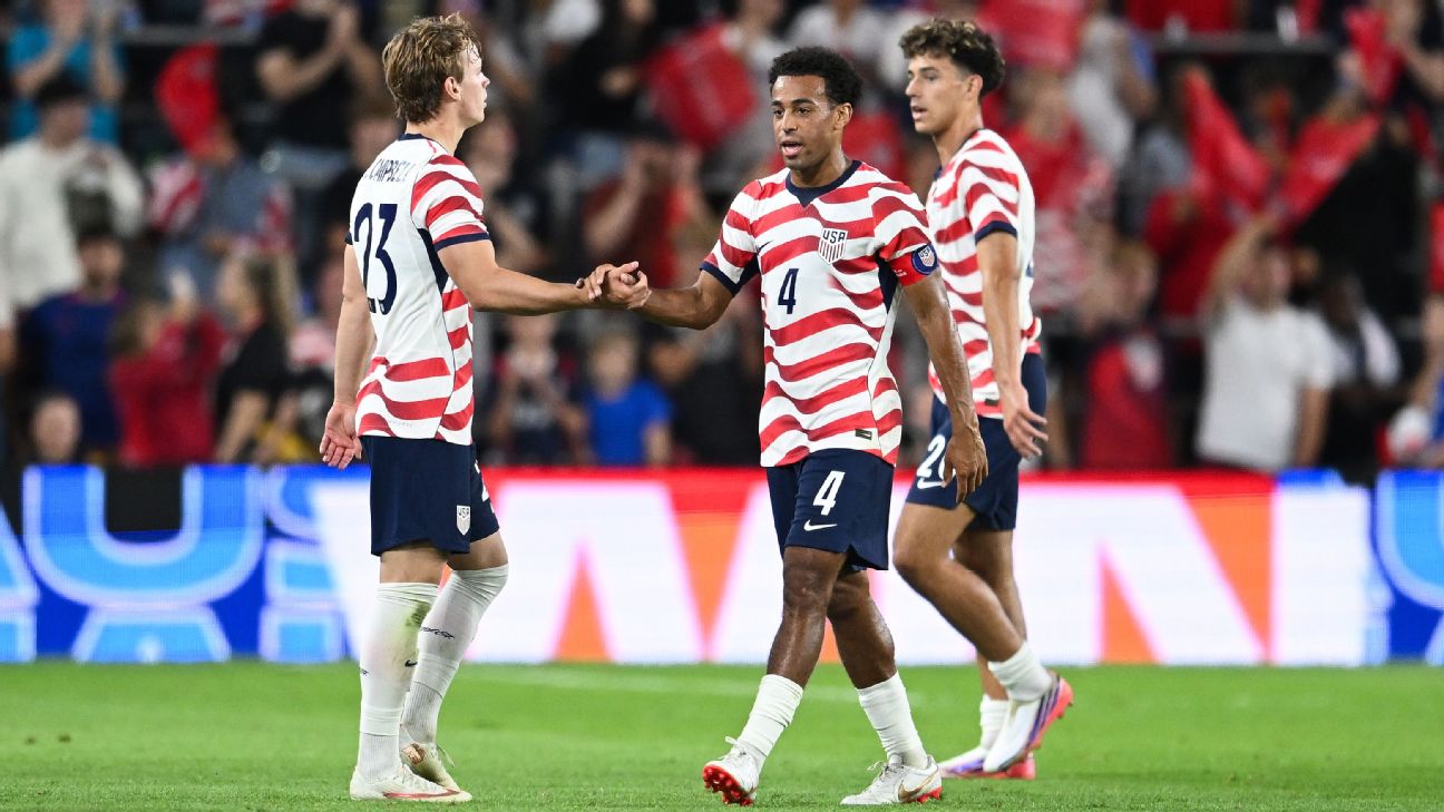 The U.S. celebrates after beating Canada for its fourth win in four games during the international break. — Article image accompanying Pochettino urges U.S. players: Bring international intensity back to clubs on WagerUp Sports News. The U.S. celebrates after beating Canada for its fourth win in four games during the international break. — Article image accompanying Pochettino urges U.S. players: Bring international intensity back to clubs on WagerUp Sports News.