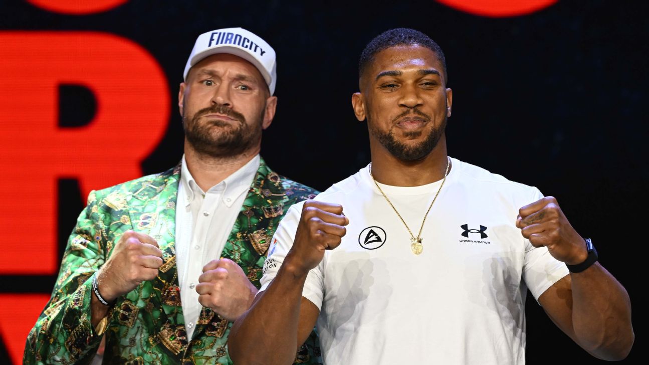 Tyson Fury, left, and Anthony Joshua will fight on Dec. 11 for the vacant WBA heavyweight world title. — Article image accompanying Real or not: Fury to KO Joshua? Dubois-Wardley 2 a classic? Garcia-Haney 2 next? on WagerUp Sports News. Tyson Fury, left, and Anthony Joshua will fight on Dec. 11 for the vacant WBA heavyweight world title. — Article image accompanying Real or not: Fury to KO Joshua? Dubois-Wardley 2 a classic? Garcia-Haney 2 next? on WagerUp Sports News.