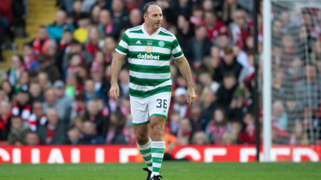 Ramon Vega pictured playing for a Celtic legends team in 2023. — Article image accompanying Ex-Tottenham defender Ramon Vega to challenge FIFA president Gianni Infantino on WagerUp Sports News. Ramon Vega pictured playing for a Celtic legends team in 2023. — Article image accompanying Ex-Tottenham defender Ramon Vega to challenge FIFA president Gianni Infantino on WagerUp Sports News.