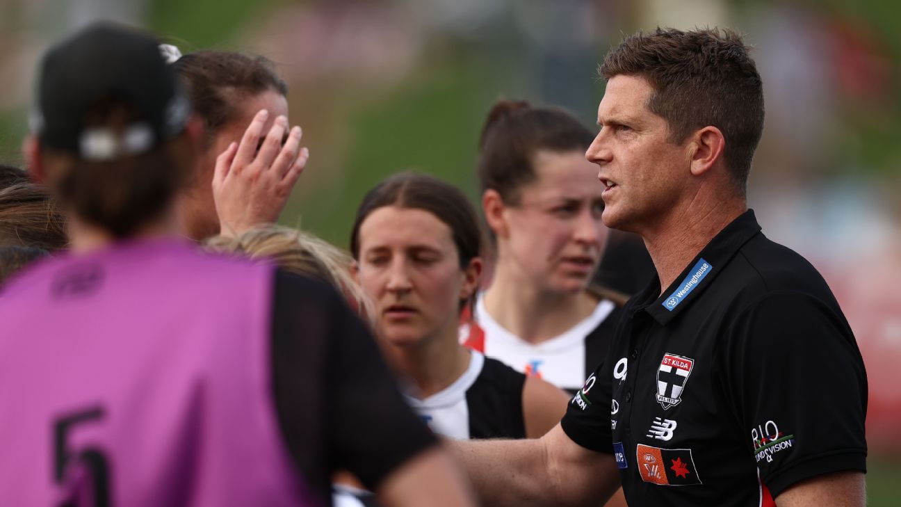 Nick Dal Santo, Senior Coach of the Saints — Article image accompanying Saints AFLW coach steps down as club plans review on WagerUp Sports News. Nick Dal Santo, Senior Coach of the Saints — Article image accompanying Saints AFLW coach steps down as club plans review on WagerUp Sports News.
