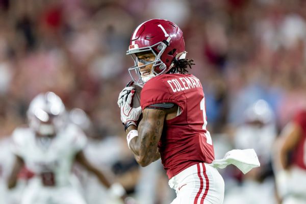 Article image accompanying Alabama WR Ryan Coleman-Williams won't play at Tennessee on WagerUp Sports News. Article image accompanying Alabama WR Ryan Coleman-Williams won't play at Tennessee on WagerUp Sports News.