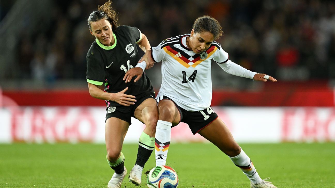 Cora Zicai is challenged by Hayley Raso during the Women's international friendly match between Germany and Australia. — Article image accompanying Kerr, McNamara score, but Matildas go down to Germany on WagerUp Sports News. Cora Zicai is challenged by Hayley Raso during the Women's international friendly match between Germany and Australia. — Article image accompanying Kerr, McNamara score, but Matildas go down to Germany on WagerUp Sports News.