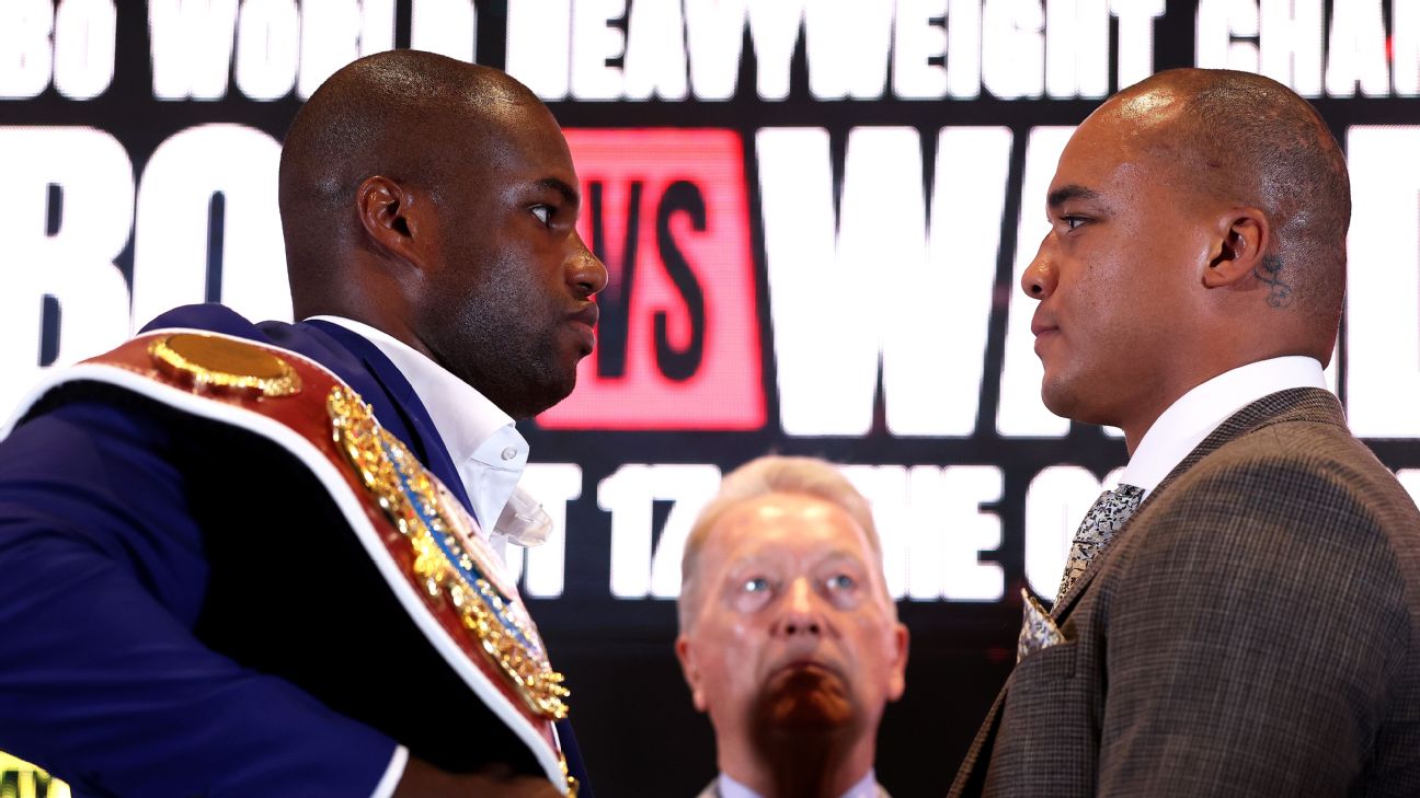 WBO heavyweight champion Daniel Dubois, left, takes on Fabio Wardley in a rematch in London, on Saturday. — Article image accompanying Who has the edge in Dubois vs. Wardley 2? What the stats tell us about the fight on WagerUp Sports News. WBO heavyweight champion Daniel Dubois, left, takes on Fabio Wardley in a rematch in London, on Saturday. — Article image accompanying Who has the edge in Dubois vs. Wardley 2? What the stats tell us about the fight on WagerUp Sports News.