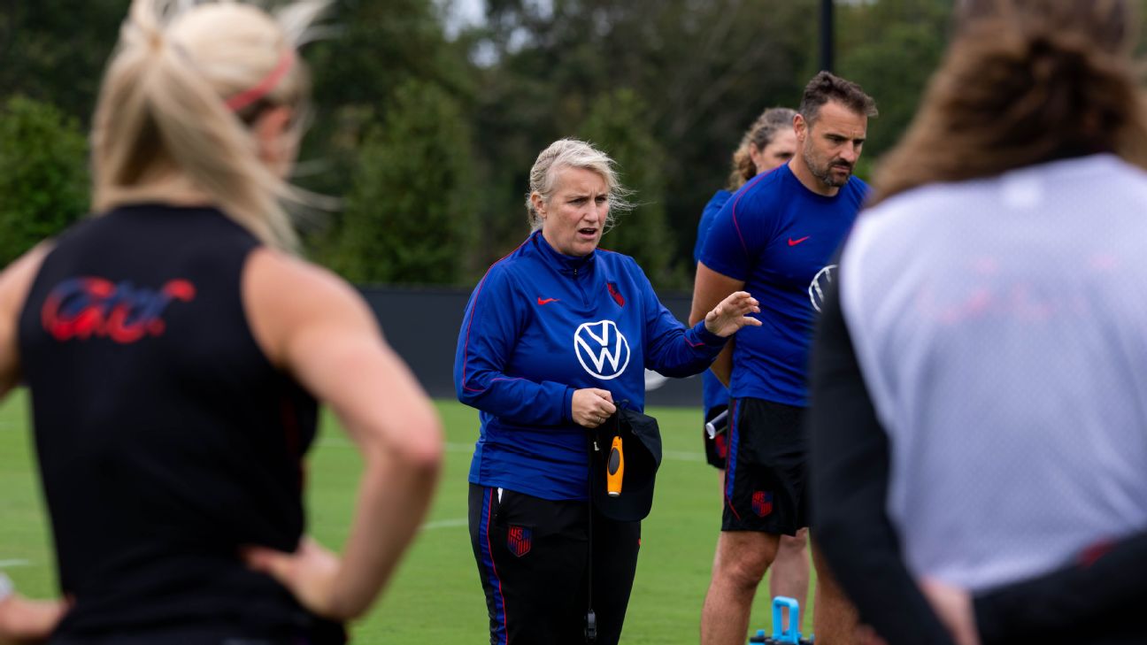Emma Hayes is looking to test her USWNT team against world champion Spain. — Article image accompanying Hayes: USWNT needs collective effort to top world No. 1 Spain on WagerUp Sports News.