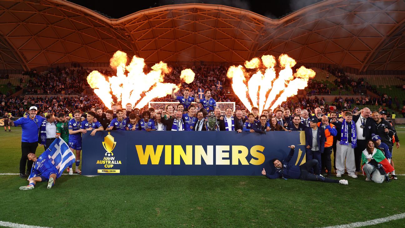South Melbourne celebrate winning the Australia Cup final against Melbourne Victory at AAMI Park. — Article image accompanying 'No excuse' to deny South Melbourne A-League spot after Australia Cup win on WagerUp Sports News. South Melbourne celebrate winning the Australia Cup final against Melbourne Victory at AAMI Park. — Article image accompanying 'No excuse' to deny South Melbourne A-League spot after Australia Cup win on WagerUp Sports News.