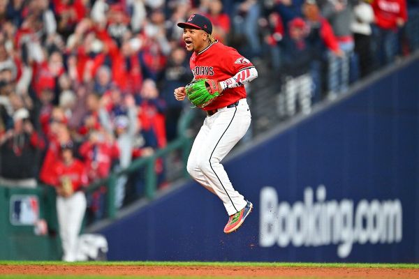 Jose Ramirez celebrates after his Guardians completed their comeback against the White Sox in Game 5 of their AL Division Series. — Article image accompanying Jose Ramirez homers to complete Guardians' comeback in ALDS on WagerUp Sports News.