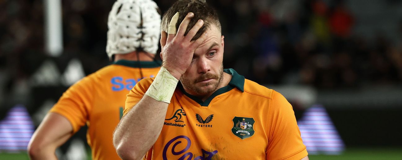 A dejected Ryan Lonergan looks on after Australia were beaten 50-19 in Bledisloe I — Article image accompanying Wallabies' momentum has been stifled not squandered, their response in Sydney will be telling on WagerUp Sports News. A dejected Ryan Lonergan looks on after Australia were beaten 50-19 in Bledisloe I — Article image accompanying Wallabies' momentum has been stifled not squandered, their response in Sydney will be telling on WagerUp Sports News.