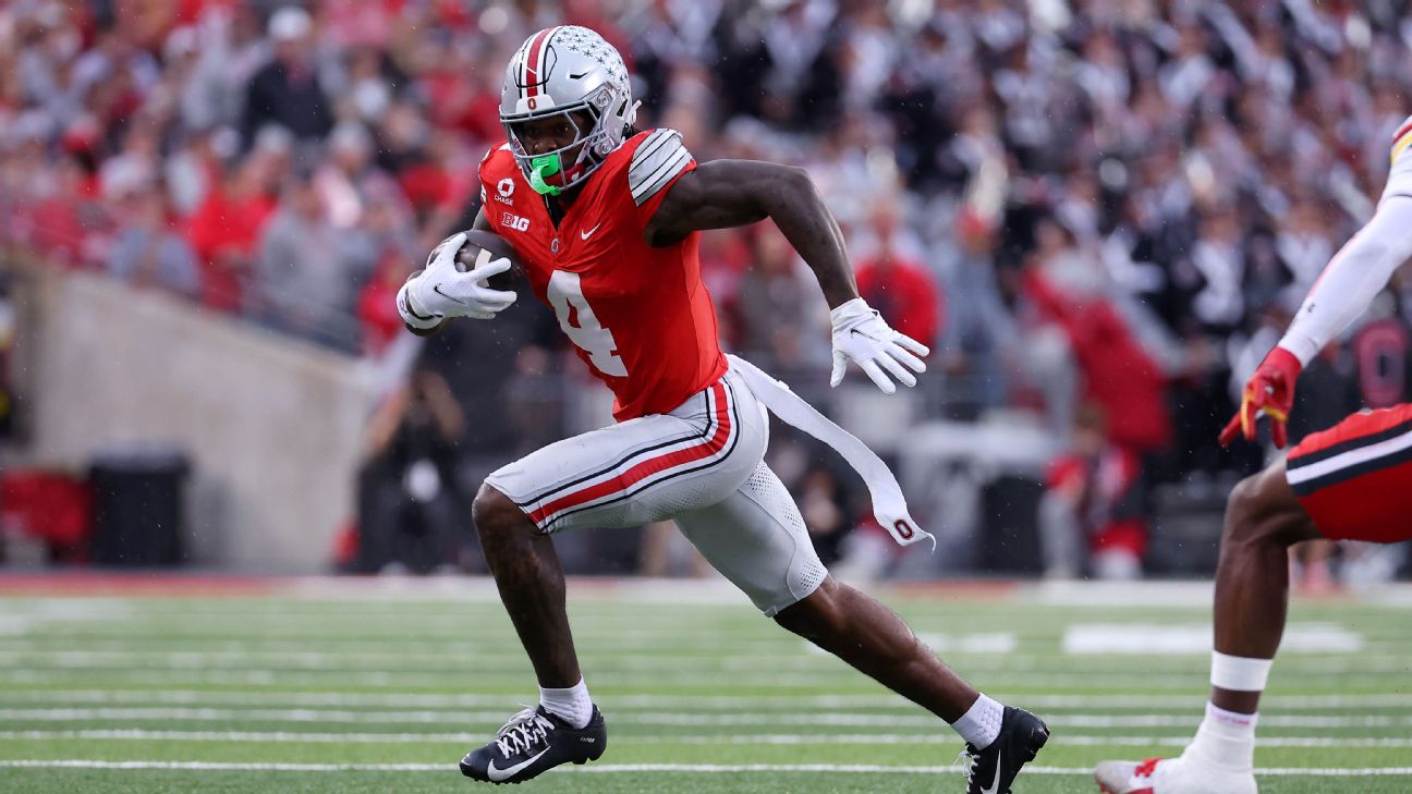 Jeremiah Smith and the Buckeyes head to Bloomington as small favorites. — Article image accompanying Top 25 betting lines: OSU favored at Indiana, Irish double-digit faves at BYU on WagerUp Sports News. Jeremiah Smith and the Buckeyes head to Bloomington as small favorites. — Article image accompanying Top 25 betting lines: OSU favored at Indiana, Irish double-digit faves at BYU on WagerUp Sports News.
