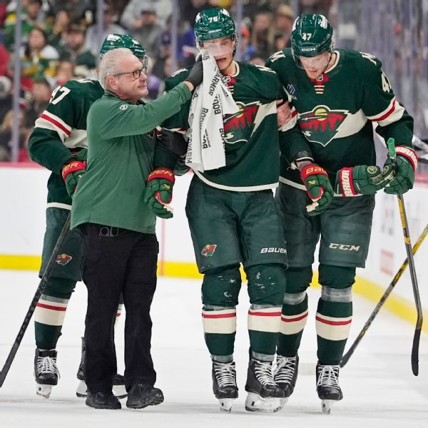 Article image accompanying Sturm sent to hospital after puck strikes head in Wild's win on WagerUp Sports News.