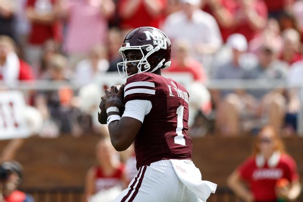 Article image accompanying Mississippi State QB Kamario Taylor, RB Fluff Bothwell questionable vs. LSU on WagerUp Sports News.