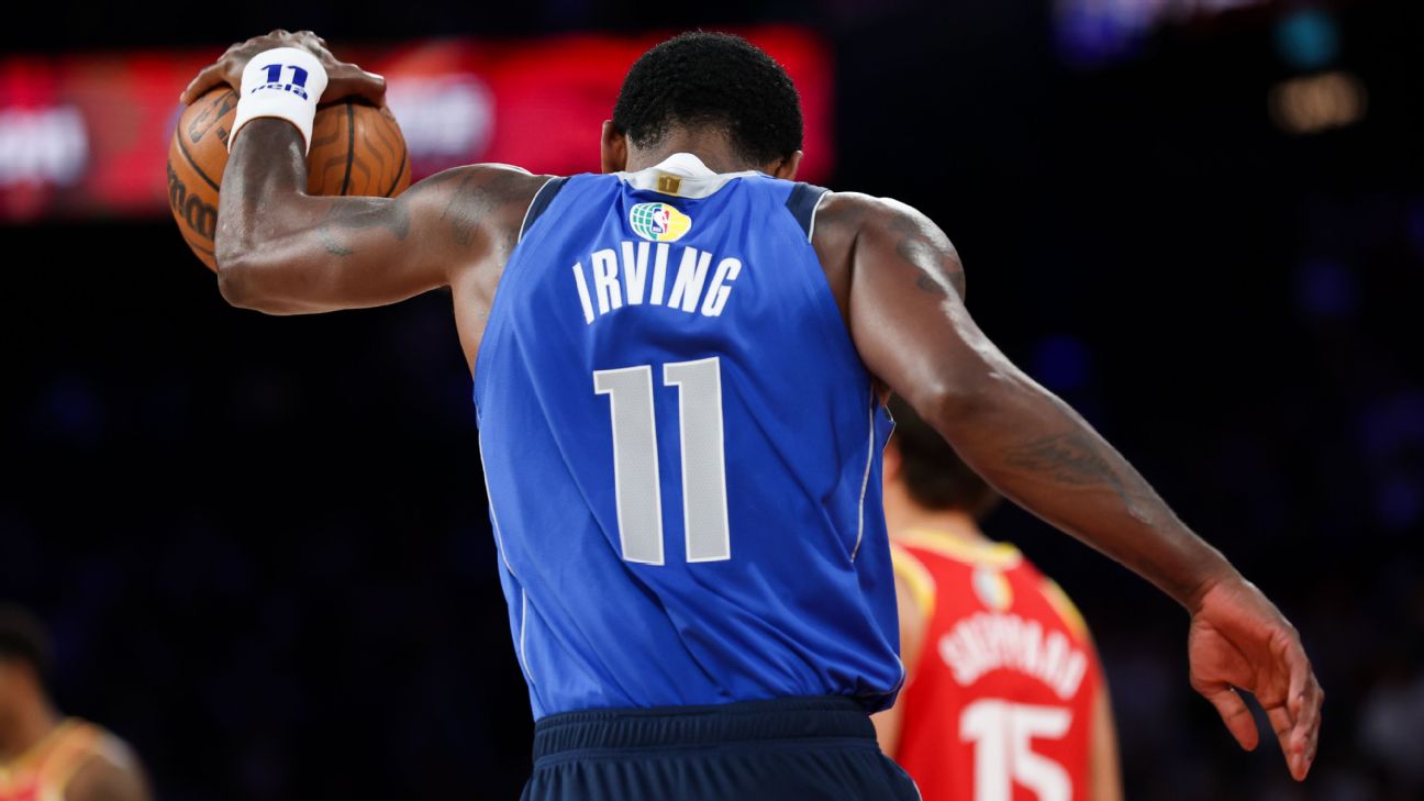 Kyrie Irving returns after a missed season to pair with Cooper Flagg.