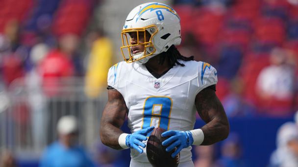 When asked about Omarion Hampton's decreased snap count, coach Jim Harbaugh told reporters: "There's three outstanding backs, but love them, love them all."