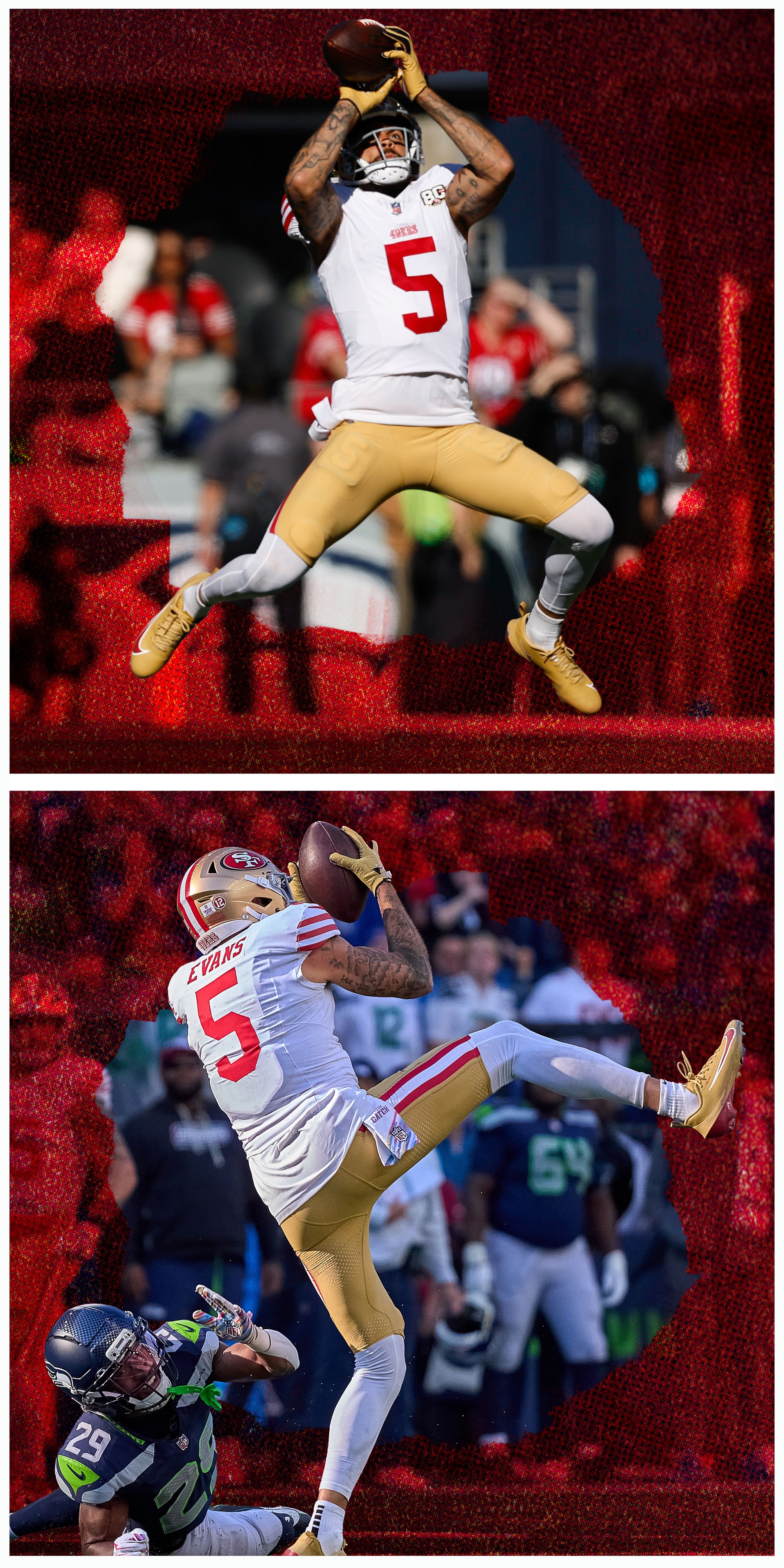 Mike Evans is the newest 49ers receiver to benefit from Brock Purdy's layering ability, including these two catches against the Seahawks.