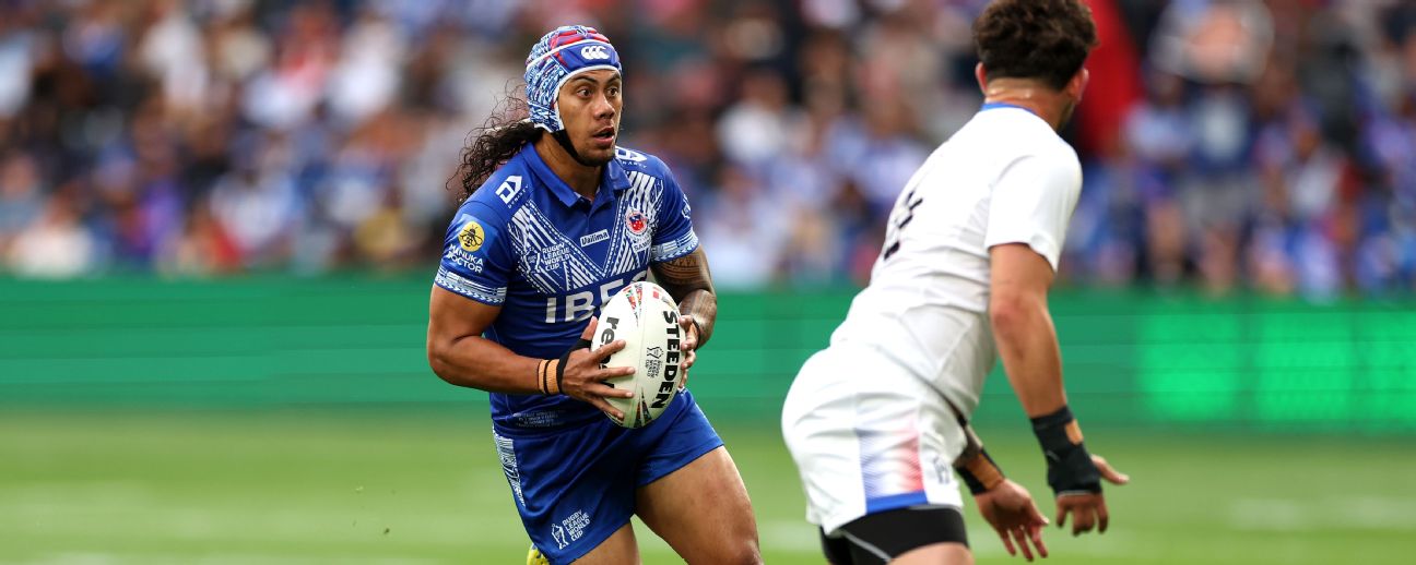 Jarome Luai of Samoa. — Article image accompanying Samoa embrace 'chaos' as Luai, To'o head to PNG on WagerUp Sports News.