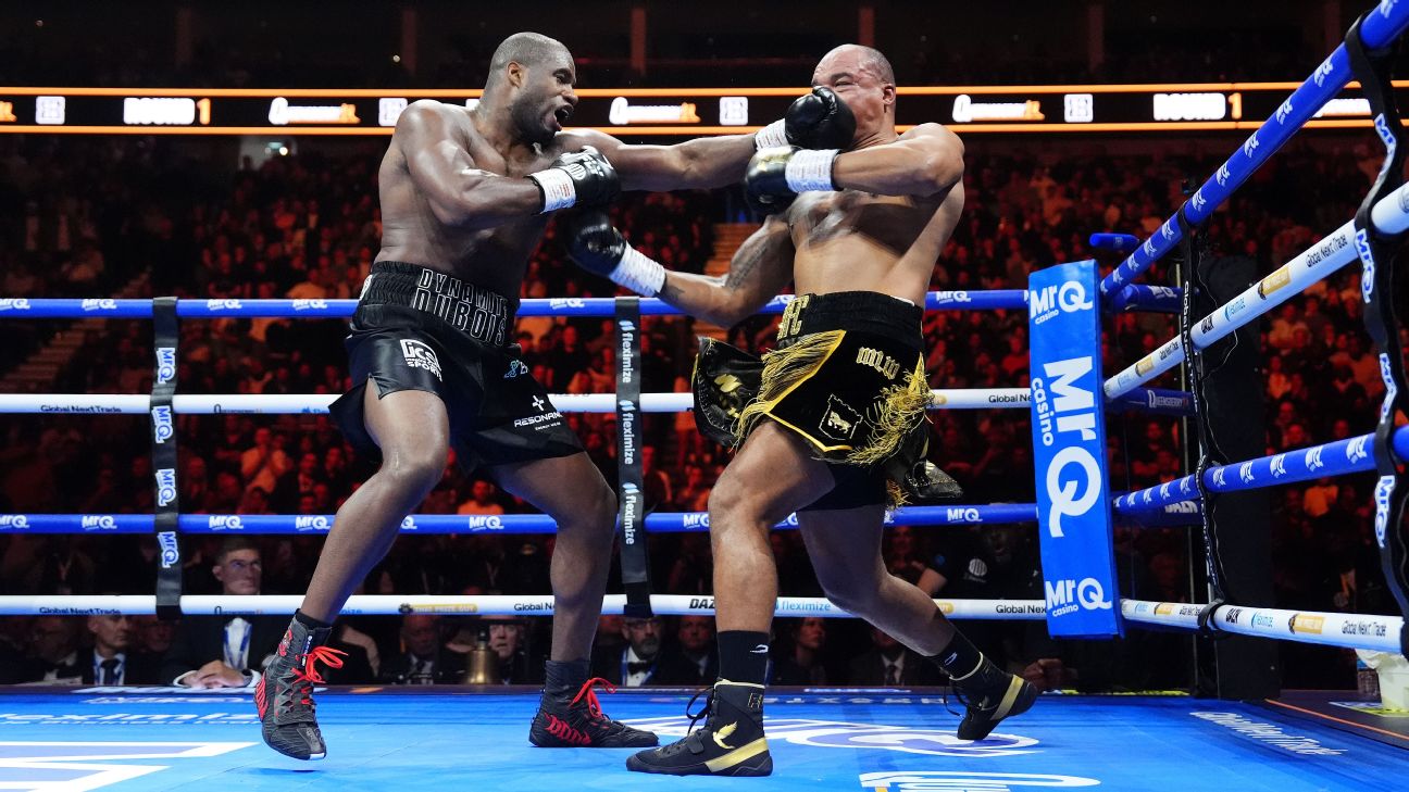 Daniel Dubois, left, wasted no time in defeating Fabio Wardley to retain the WBO heavyweight title in London. — Article image accompanying Daniel Dubois destroys Fabio Wardley in brutal 2nd-round stoppage to retain title on WagerUp Sports News. Daniel Dubois, left, wasted no time in defeating Fabio Wardley to retain the WBO heavyweight title in London. — Article image accompanying Daniel Dubois destroys Fabio Wardley in brutal 2nd-round stoppage to retain title on WagerUp Sports News.