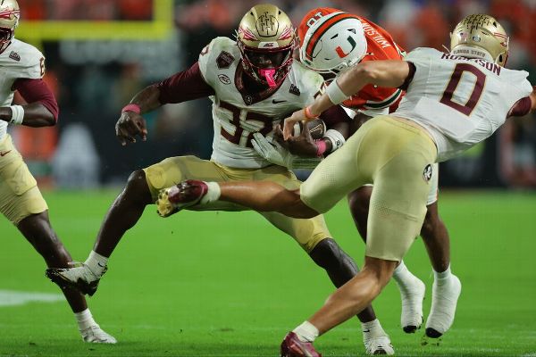 Article image accompanying FSU top RB Ousmane Kromah carted off vs. Miami with ankle injury on WagerUp Sports News. Article image accompanying FSU top RB Ousmane Kromah carted off vs. Miami with ankle injury on WagerUp Sports News.