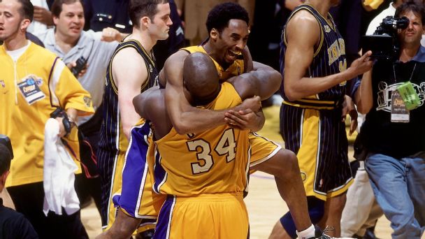 O’Neal memorably hoisted Bryant in the air as the Lakers celebrated their title-clinching Game 6 win over the Pacers in the 2000 NBA Finals.