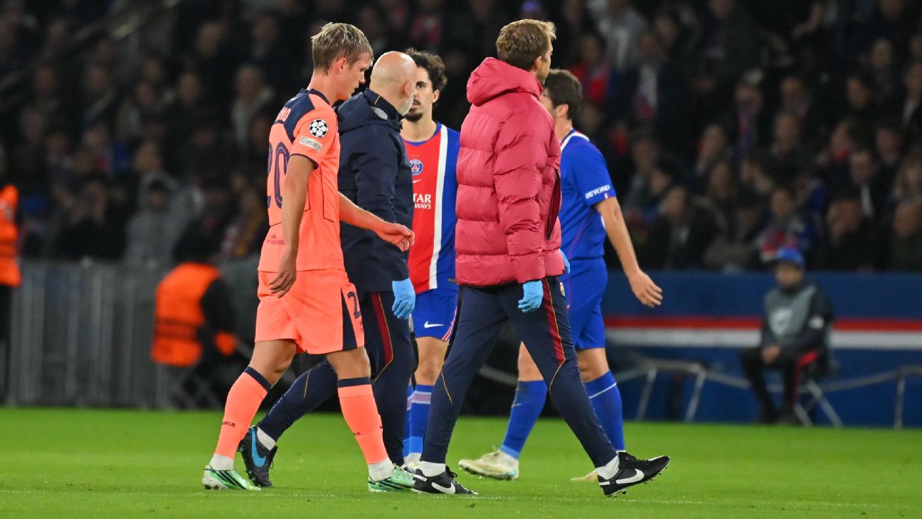 Article image accompanying Barcelona confirm Dani Olmo adductor injury, could miss one month on WagerUp Sports News.