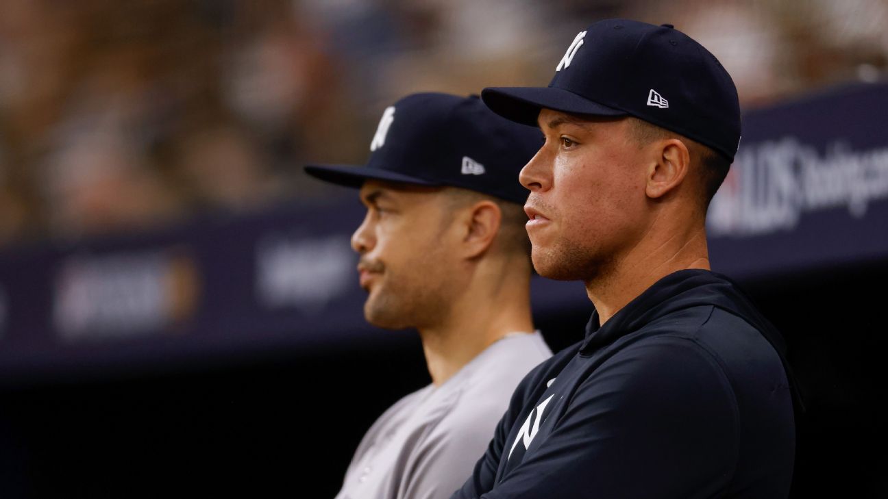 Yankees owner Hal Steinbrenner said the "players didn't live up to their end of the bargain," especially on offense as Giancarlo Stanton (left) and Aaron Judge were injured for most of the season.