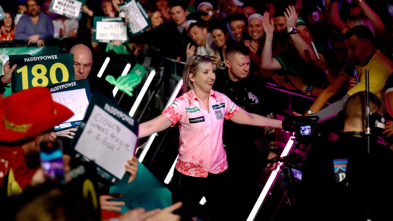 Fallon Sherrock is among the players looking to take a leg off Littler in Manchester on Oct. 30. — Article image accompanying 'Beat Luke Littler': Fallon Sherrock, Mitchell Lawrie among darts hopefuls aiming for £501,000 prize on WagerUp Sports News. Fallon Sherrock is among the players looking to take a leg off Littler in Manchester on Oct. 30. — Article image accompanying 'Beat Luke Littler': Fallon Sherrock, Mitchell Lawrie among darts hopefuls aiming for £501,000 prize on WagerUp Sports News.