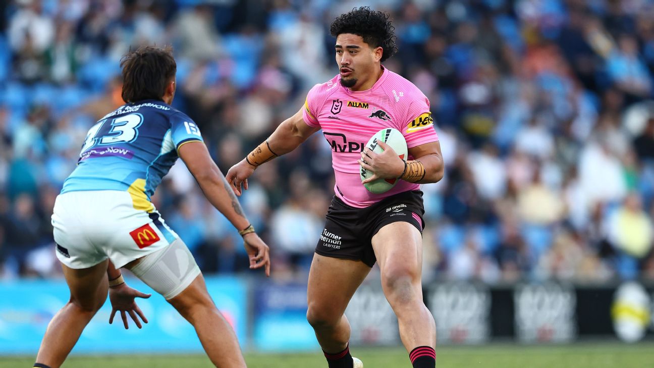 Luron Patea of the Panthers in action. — Article image accompanying NRL transfer whispers: Panthers make retention intentions clear on Patea on WagerUp Sports News. Luron Patea of the Panthers in action. — Article image accompanying NRL transfer whispers: Panthers make retention intentions clear on Patea on WagerUp Sports News.