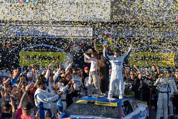 Article image accompanying Kyle Larson earns 1st NASCAR Cup Series win at Talladega after last-lap scramble on WagerUp Sports News. Article image accompanying Kyle Larson earns 1st NASCAR Cup Series win at Talladega after last-lap scramble on WagerUp Sports News.