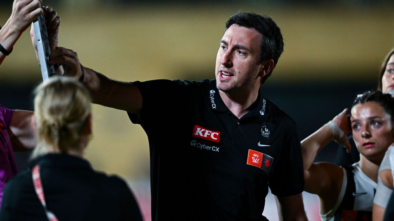 The Magpies have managed just one win from 11 games in Sam Wright's third season in charge. — Article image accompanying Magpies coach departs after disastrous AFLW season on WagerUp Sports News. The Magpies have managed just one win from 11 games in Sam Wright's third season in charge. — Article image accompanying Magpies coach departs after disastrous AFLW season on WagerUp Sports News.