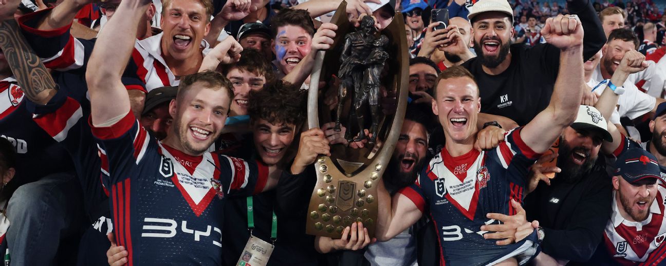 Daly Cherry-Evans [R] and Sam Walker [L] combined to help steer the Roosters to the 2026 NRL Premiership — Article image accompanying Daly Cherry-Evans won't consider NRL backflip, backs Roosters' Sam Walker move on WagerUp Sports News.